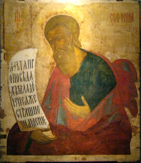 Zephaniah reading a scroll